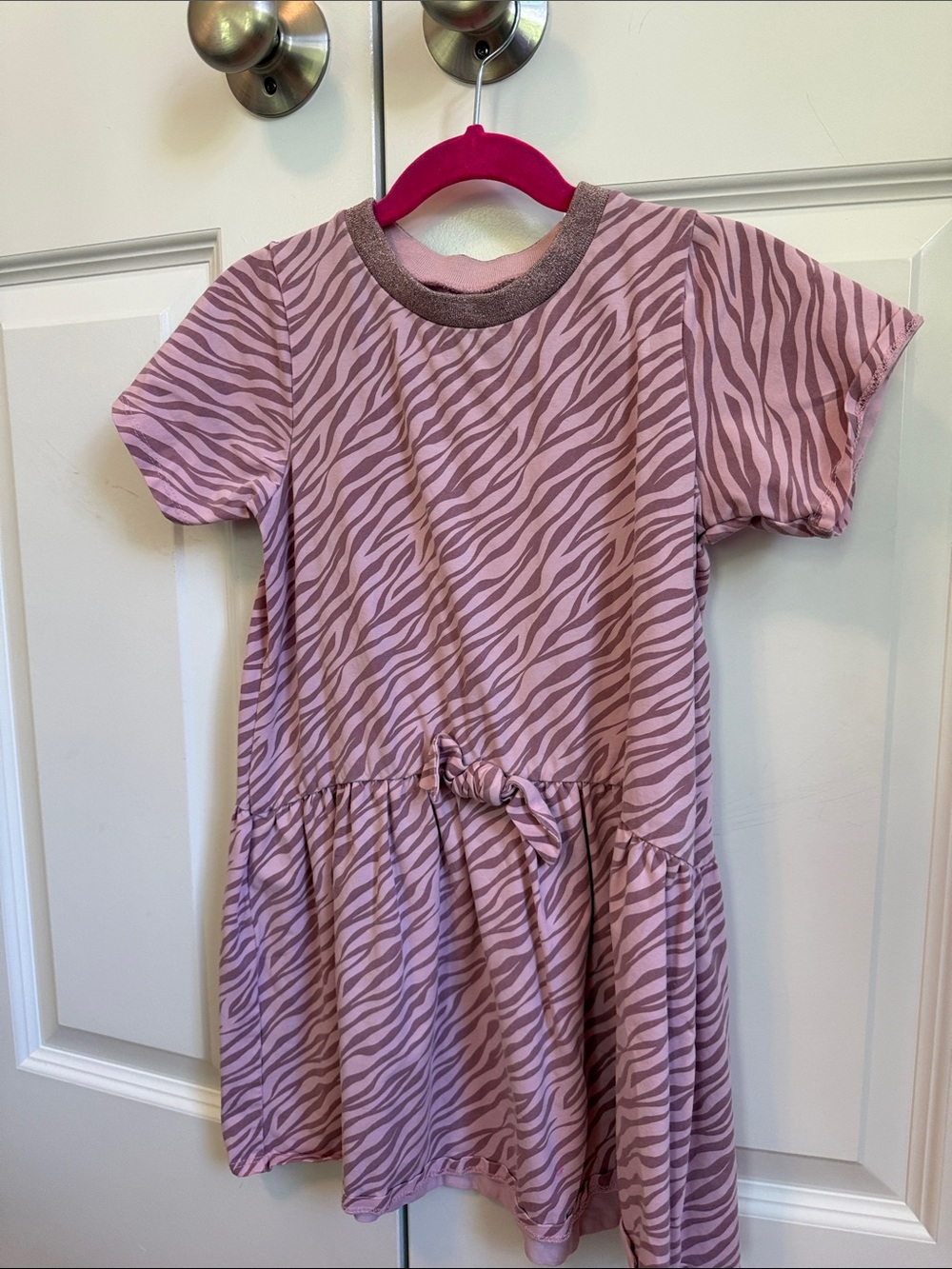 Andy & Evan Pink Zebra-Print Short Sleeve Dress